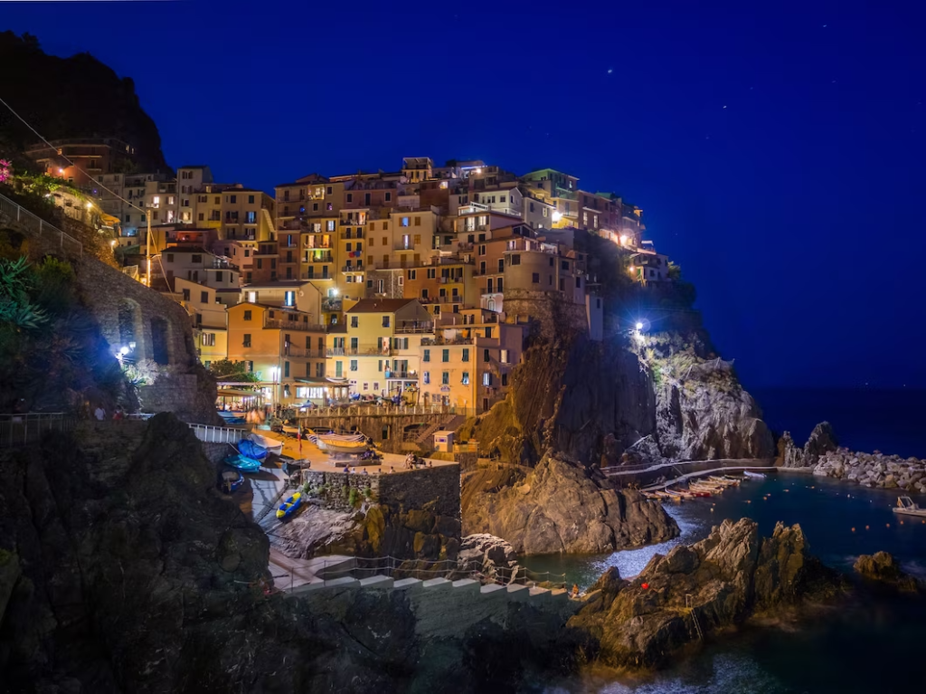 Photo of Amalfi coast city at night